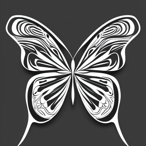 (Image of a butterfly with abstract patterns), (Modern geometric style), (Bold mood), (Strong contrast lighting style)graphic, vector, contour, white background, no text,