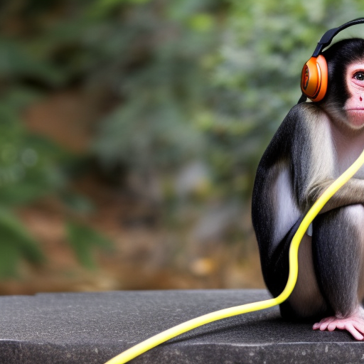 Anime monkey wearing headphones