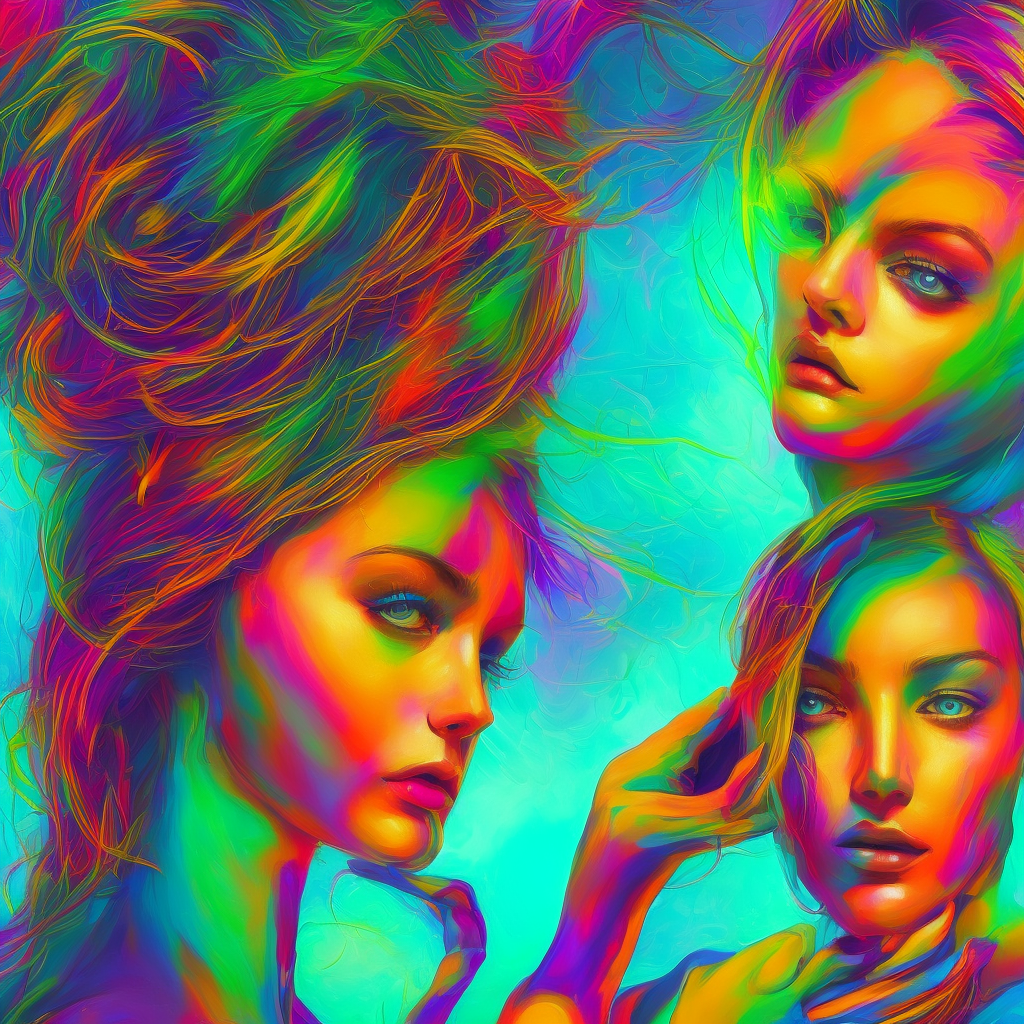 A psychedelic portrait of beautiful woman, vibrant color scheme, highly detailed, in the style of romanticism, cinematic, artstation, Moebius, golden ratio, incredible art, masterpiece ultra realism Unreal 5 render with nanite, global illumination and path tracing, cinematic post-processing ultra-realistic portrait cinematic lighting 80mm lens, 8k, photography bokeh oil painting on canvas