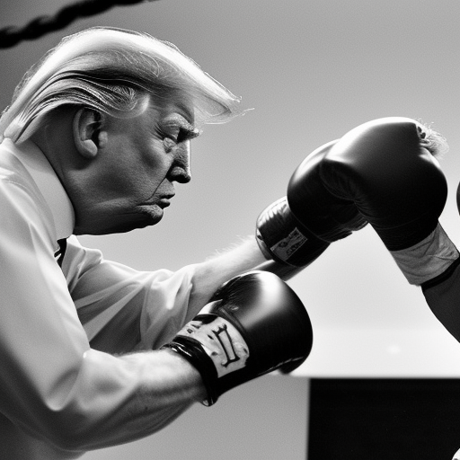 Donald J. Trump fighting against Joe Biden in a Boxing ring 