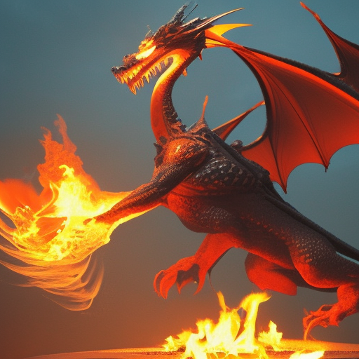 a dragon emerging from a flame in an arena