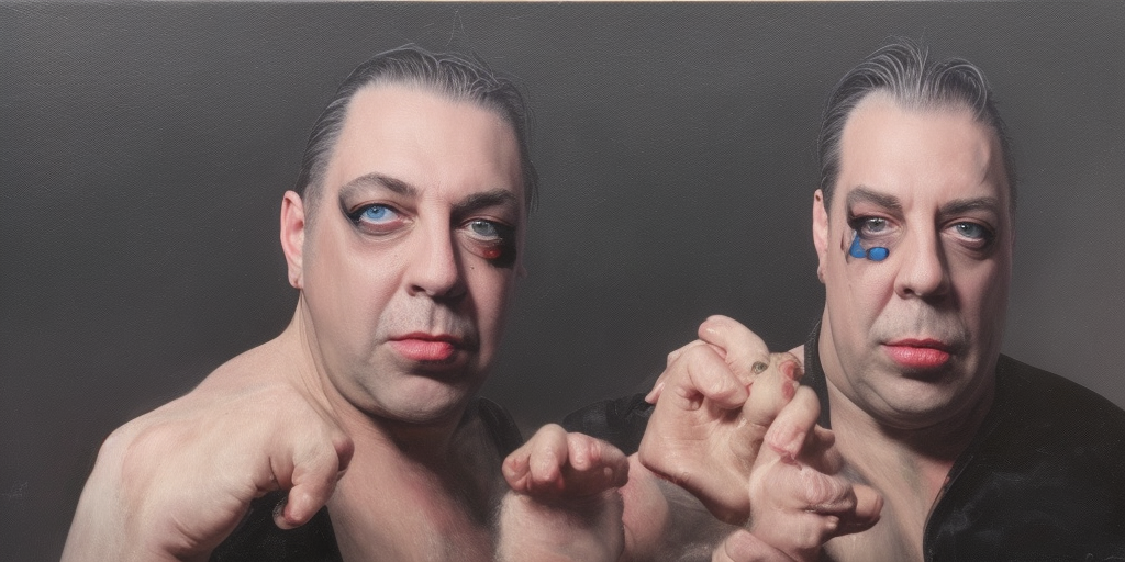 a oil painting of Lindemann strikes back now!