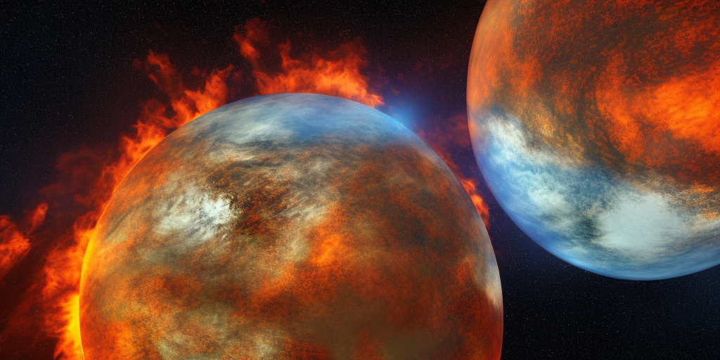 a 3d rendering of a burning planet