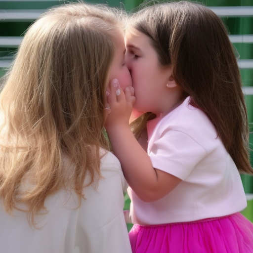 a girl kissing a little girl 
