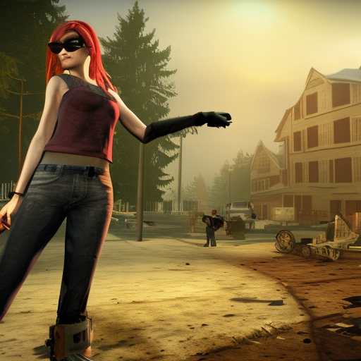 left for dead 2 game, young beautiful steampunk witch, glasses, 8k, detailed, photorealistic