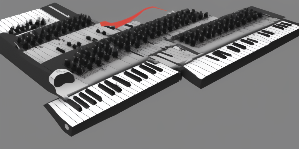 a 3d rendering of Rocket Guitar Keyboard Synthesizer Microphone