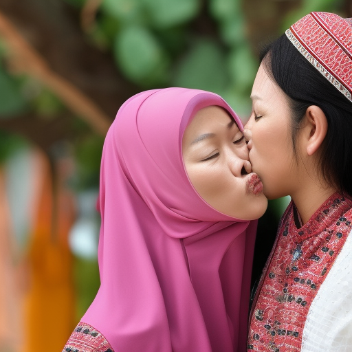 two melayu woman kiss