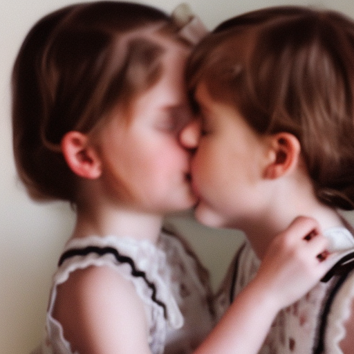 two kindergarter girls kissing