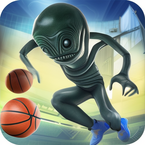 basketball alien game, 8k, ultra realistic