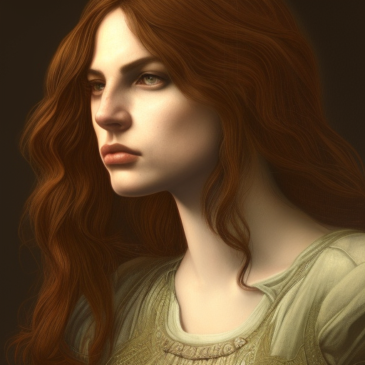 portrait, woman, intricate dnd character portrait, intricate, 8k resolution, dynamic lighting, hyperdetailed, unreal 5, volumetric lighting, oil on canvas, detailed background, Dante Gabriel Rossetti