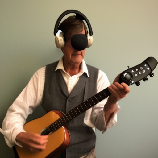 the old-time minstrel with a game controller in his hand and a game headset on his head