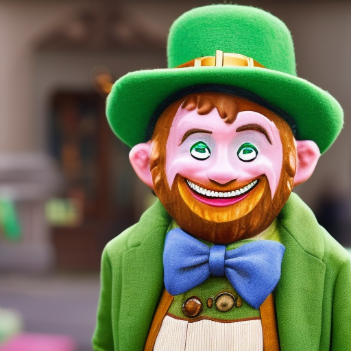 In a delightful animated scene, a cheerful cartoon character brings St. Patrick's Day festivities to life. Sporting a vibrant green hat that stands out against a bright background, this lively leprechaun is instantly recognizable. With a mischievous expression on his face, he embodies the playful spirit of the holiday.

The leprechaun is depicted in a dynamic pose, adding to his energetic aura. His body is shown from the waist up, capturing his expressive features and lively demeanor. With arms slightly raised and a twinkle in his eye, he exudes a sense of excitement and anticipation.

The green hat worn by the leprechaun is the focal point of his attire. It features a classic pointed shape and is adorned with a stylish brim. Placed at a jaunty angle, the hat adds a touch of whimsy to his overall appearance.

With skillful brush strokes and vibrant colors, the artist brings the scene to life, capturing the festive spirit of St. Patrick's Day. The playful and dynamic composition, combined with the leprechaun's animated expression and distinctive green hat, create a joyful atmosphere that is sure to brighten anyone's day.