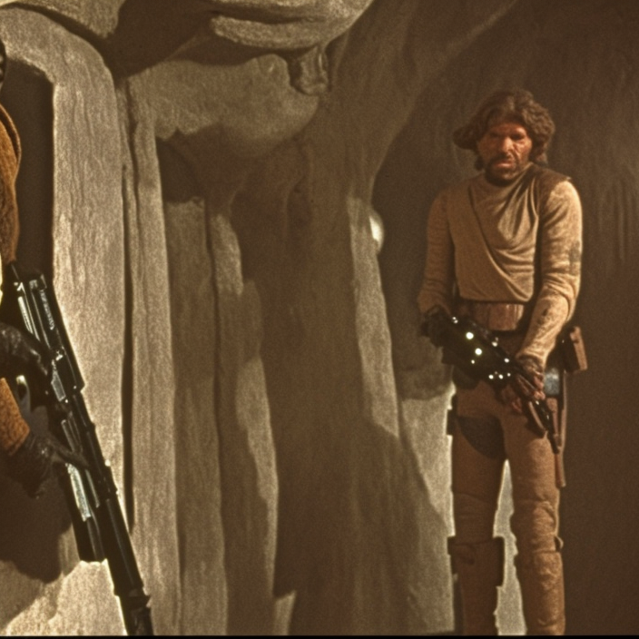 bounty hunter standing against the wall in Mos eisley cantina, scen from star wars H 700