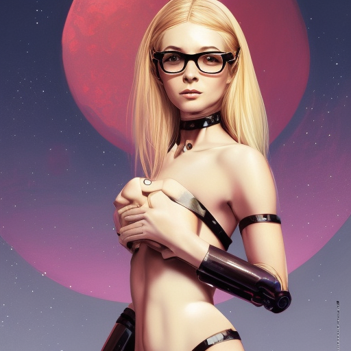 scifi,conceptual art, beauty android girl, long blonde hair,wearing glasses , in a space city,full body, perfect hands and fingers,extremely detailed face, anatomically correct, highly detailed, symmetrical, art by Artgerm, Frank Frazetta, Norman Rockwell, Tsutomu Nihei, 4k,8k,hd