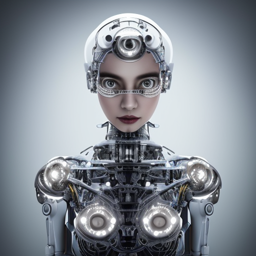 beautiful centered fine art photo portrait of romantic beautiful girl with solarpunk robotic humanoid metal mechanical parts with led lights, pudica pose, photorealistic, white background, highly detailed and intricate, soft box lighting, hdr 8 k