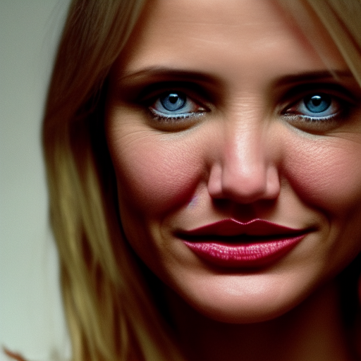 close - up young cameron diaz, moody lighting, 8 k, shallow depth of field, cinematic lighting,