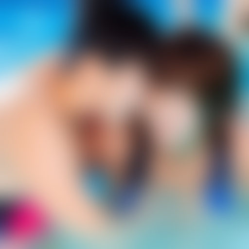 two preteens japanese girl kissing in water park 