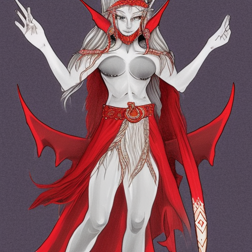 design ancient hybrid majestic elf wizard red