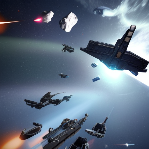 freelancer, starlancer, eve online, space simulation game, NASA, asteroids, battleships, fighters, dogfight, rockets, missiles, nuclear bomb, debris, 8k, photorealistic