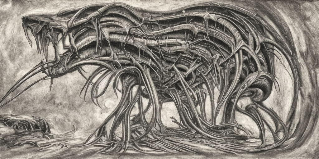a H.R. Giger of a burning earth