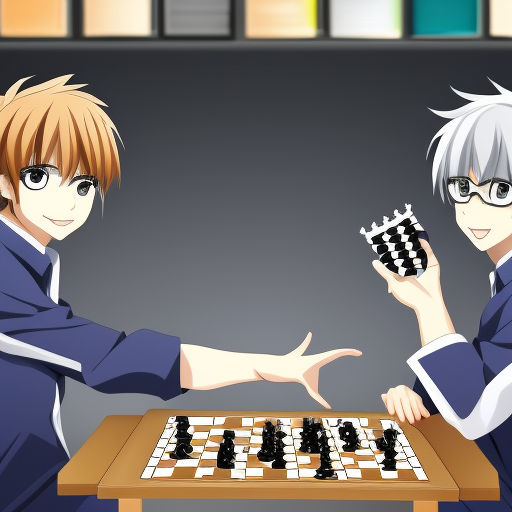 cute anime boys play chess