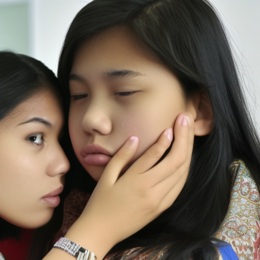 two teenage melayu girl kissing