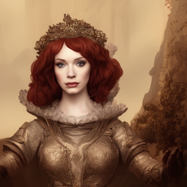 a beautiful portrait of christina hendricks as a medieval noblewoman, fantasy, intricate, elegant, highly detailed, digital painting, artstation, concept art, matte, sharp focus, illustration, luminist and baroque style
