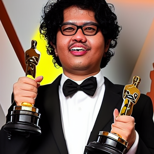 malaysian male director with curly black hair and a sarong winning an oscar