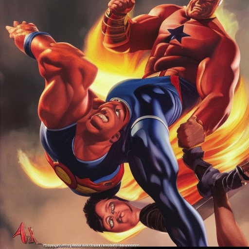hyperdetailed painting by alex ross of asian strong man superhero saving people from a fire