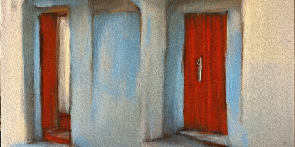 a oil painting of an door