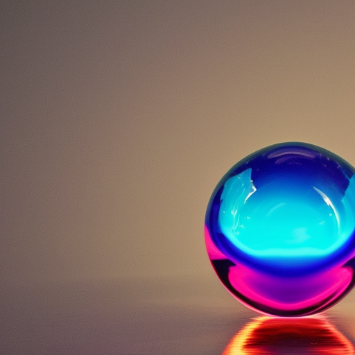 A glass ball that is filled half way with swirling color-changing fluid