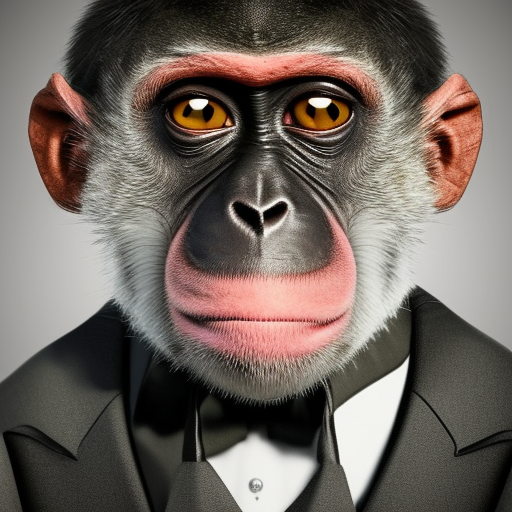 surprised monkey in a suit, cinematic, highly detailed, photographic