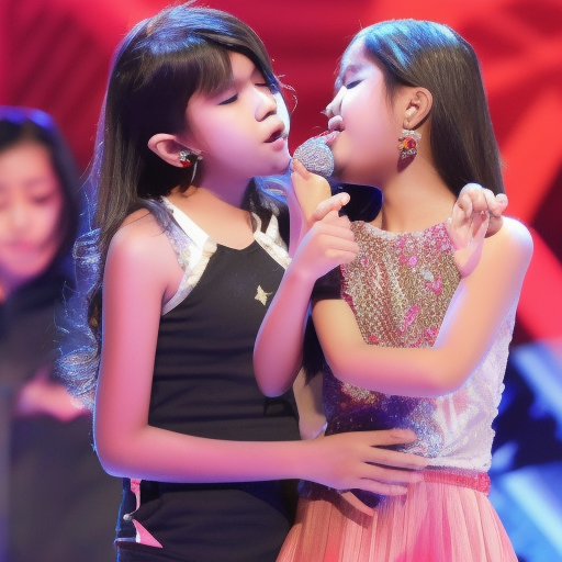 two preteens idol melayu girl kissing in hari anugerah lagu 
