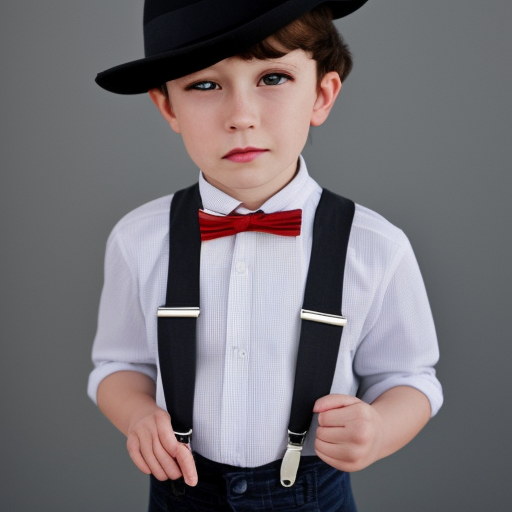 suspenders, solo, hat, bowtie, 1boy, bow, male_focus, shirt, closed_eyes, black_hair, white_shirt, cabbie_hat, realistic
