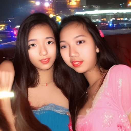 two niece melayu girl kissing at night club 