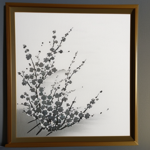 japanese flower stylezed ink painting in white canvas