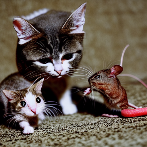 Cat attacking a mouse
