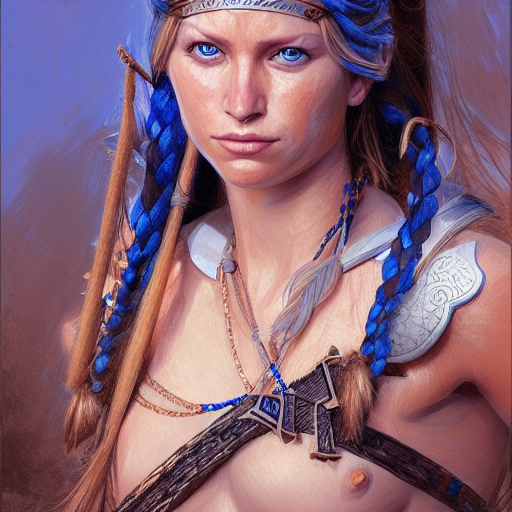 highly detailed painting of a viking warrior goddess woman, maldivian, blue eyes, high fantasy art by jon foster trending on arstation