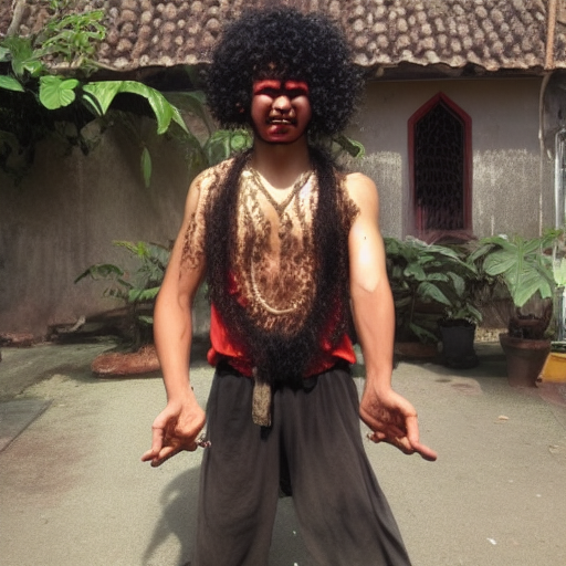 a malaysian man with curly hair doing kali ma (like in indiana jones)