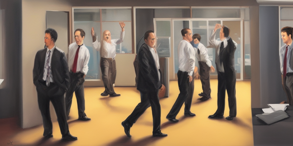 a oil painting of Trapped in the office