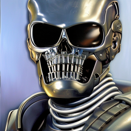 realistic photograph of the t-800 terminator painting art