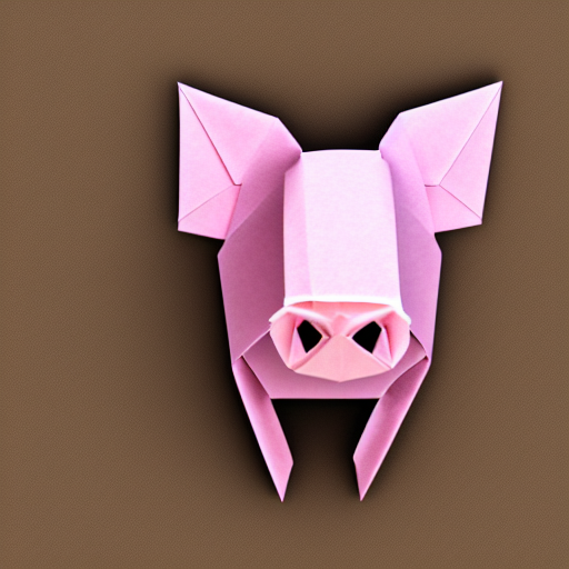 origami pig head, zoomed out far, 8k, paper texture, simple background