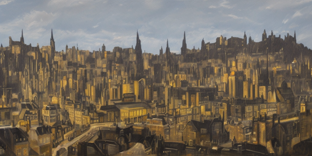 a oil painting of Black Gold City of Edinburgh