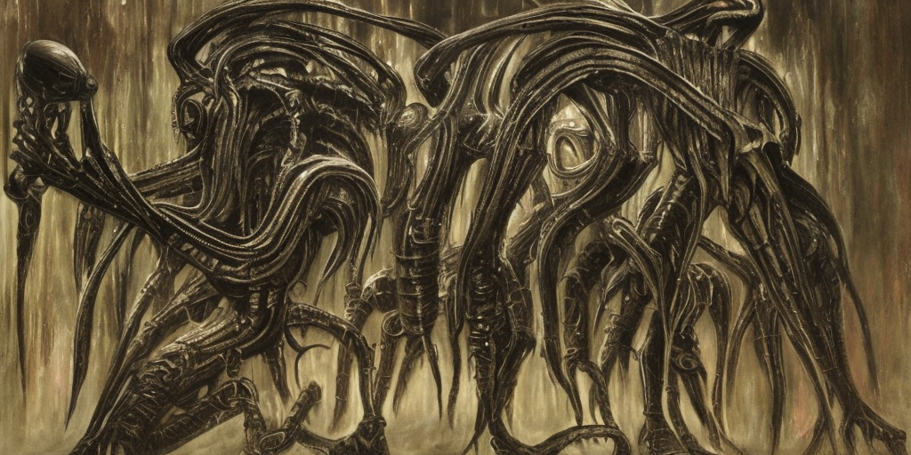 a G.R Giger of a the Emperor of the universe

