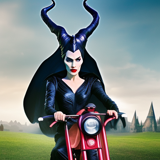 Maleficent riding a tricycle 