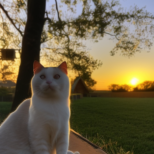 Cat sitting watching sunset