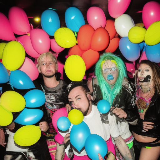 Bangface Hardcrew blonde guy 
neorave DJ electronic music raver party inflatable ballons
