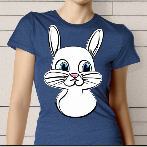 Graphic t-shirt vector of a colorful bunny, contour, white background, full size body, no crop