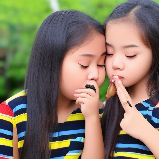 two Little melayu girl kissing in tiktok 