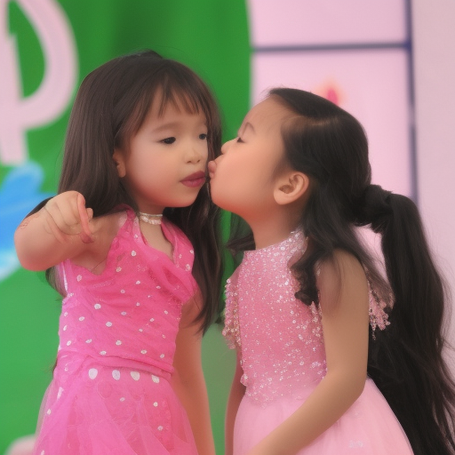 two Little idol melayu girl kissing in children show 
